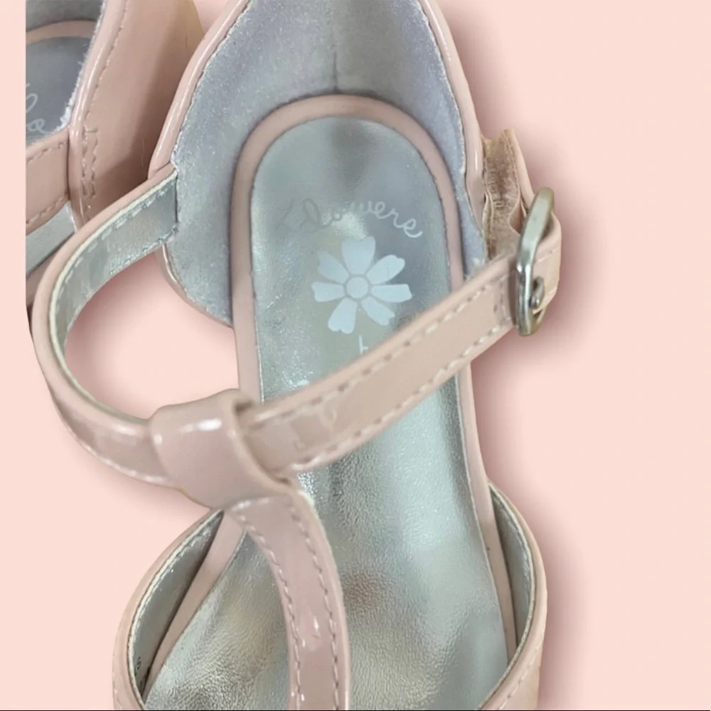 Flowers by Nina toddler ballet patent leather flats bow pink glitter coquette